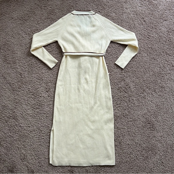 V For City Cream Brown Maternity Waist Tie Long Sleeve Midi Dress Size Small - Picture 5 of 11